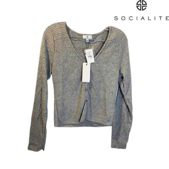 SOCIALITE ‎ Women's Front Button Skivvy Ribbed Cardigan NWT - Picture 2 of 8